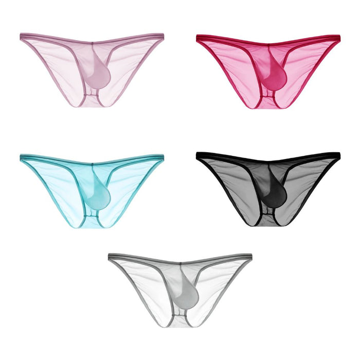 Men's Ultra Thin Ice Silk See-through Briefs Up to Size XXL (5Pack) JEWYEE 827