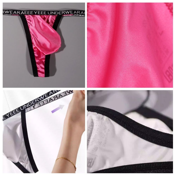 4-pack Men’s Ultra-Thin Satin-Finish Ice Silk Thongs  – JEWYEE AY 719