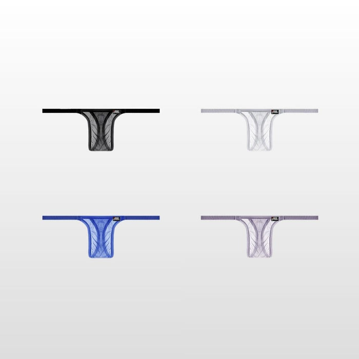 JEWYEE AY 732 - 4-Pack Men's  Ultra Thin Ice Silk No-Chafe 3D Seamless Pouch - Ice Silk Thongs