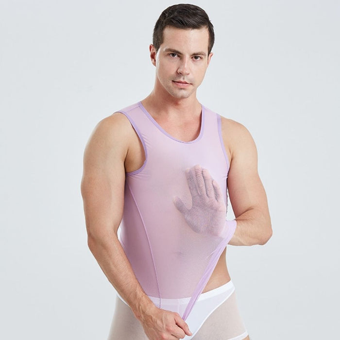 JEWYEE 1301- Men’s Ultra-Thin Ice Silk Mesh Tank Top – Lightweight, Breathable & Cooling