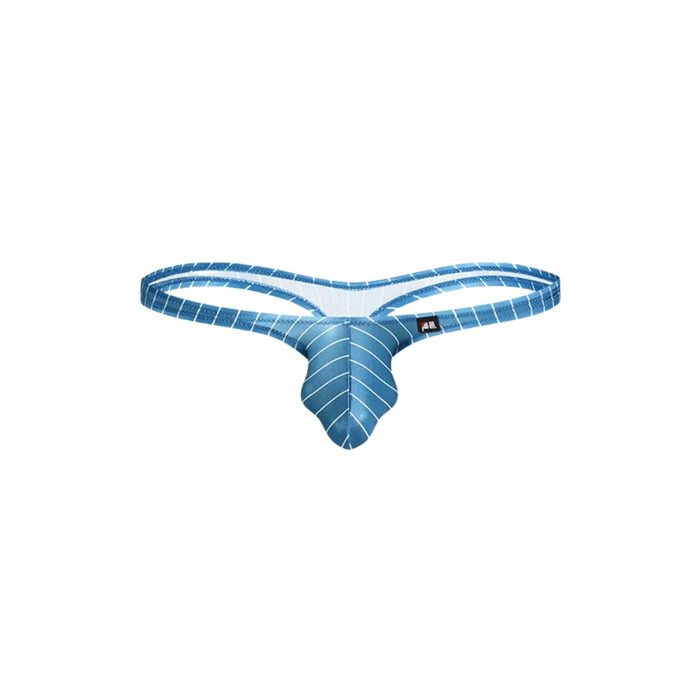 JEWYEE AY 724 - 4-Pack Men’s Satin Ice Silk Striped Thongs - Cooling, Breathable with Extended Contour Pouch