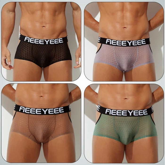 4-Pack Men’s Side Mesh Vent See-through Cooling Ice Silk Underpants – JEWYEE AY 1922