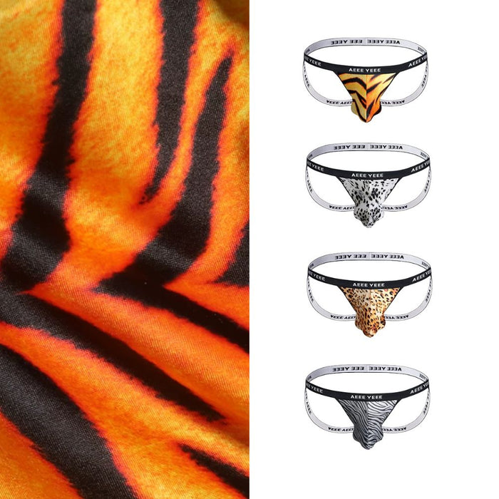 JEWYEE AY 759 - 4-Pack Men’s Sheer Ice Silk Animal Print Jockstrap