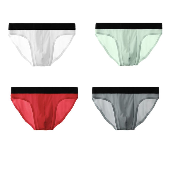 FINAL SALE - (4-Pack) Men's Ultra Thin Ice Silk Briefs  JEWYEE B328