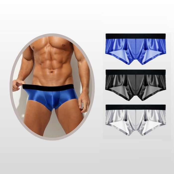 3-Pack Men's Satin-Finish Ice Silk Low-Rise Underwear - JEWYEE AY 876