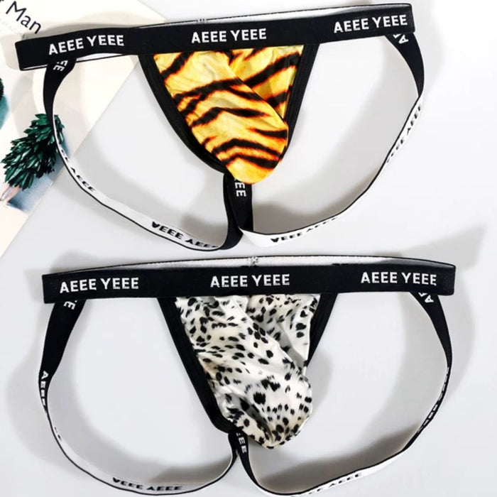 JEWYEE AY 759 - 4-Pack Men’s Sheer Ice Silk Animal Print Jockstrap