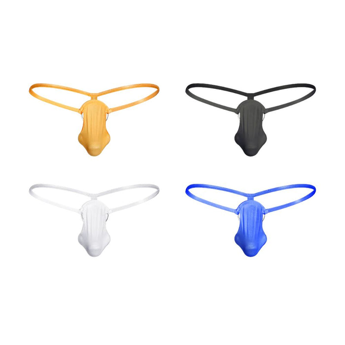 JEWYEE AY 789 - 4-Pack Men’s Satin Ice Silk Thongs - Ultra-Thin, Cooling, Breathable with Extended Contour Pouch