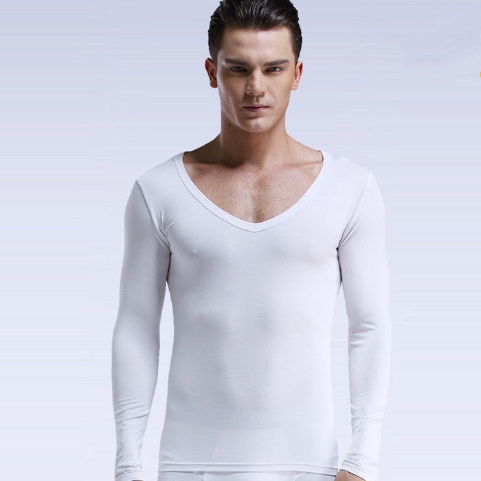Stay Hidden Scoop Neck  Long-Sleeve Base Layer T-shirt for Men JEWYEE A012