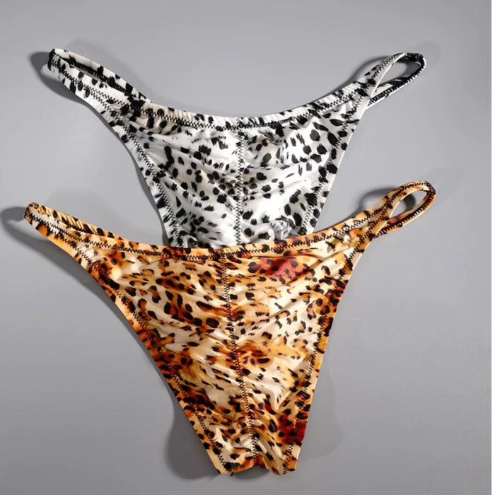 JEWYEE AY 758 - 4-Pack Men’s Animal Print Ice Silk Bikini Briefs – Supportive Contour Pouch Design