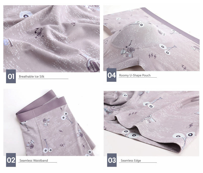 FINAL SALE -  (5-Pack) Printed Ice Silk Underpants for MenJEWYEE 8108