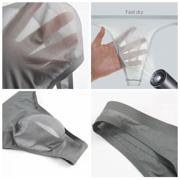 5 Pack- 3D Seamless Pouch - Men's Ultra Thin Ice Silk Thongs- JEWYEE 809