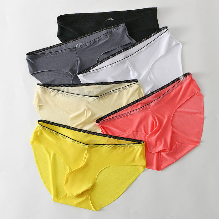 FINAL SALE -(4-Pack) Men's Dual Pouch Ice Silk Briefs  - JEWYEE 3156