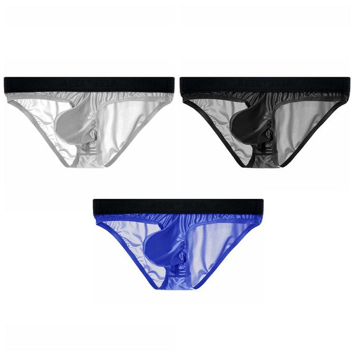 3-Pack Men's Satin-Finish Ice Silk Low-Rise Briefs - JEWYEE AY 875