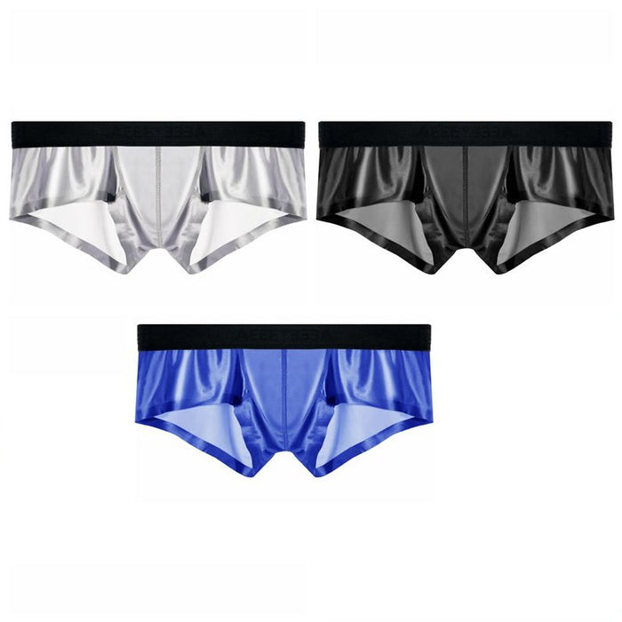 3-Pack Men's Satin-Finish Ice Silk Low-Rise Underwear - JEWYEE AY 876