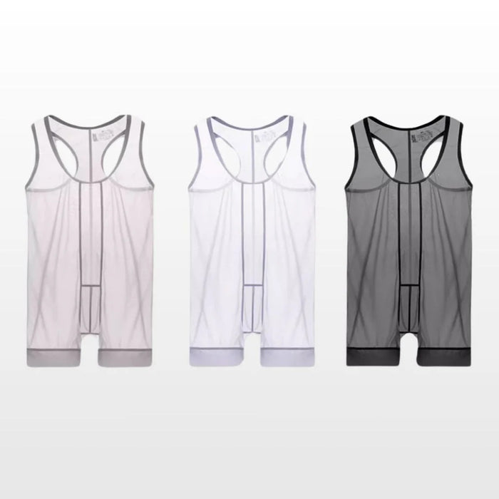 Men's See-Through Ice Silk Bodysuit - JEWYEE AY 895