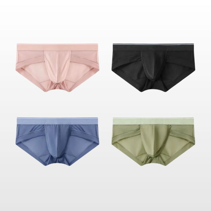Men's Mesh Ice Silk Low-Rise Underpants with Spacious Pouch  (4-Pack) - JEWYEE CL 1056