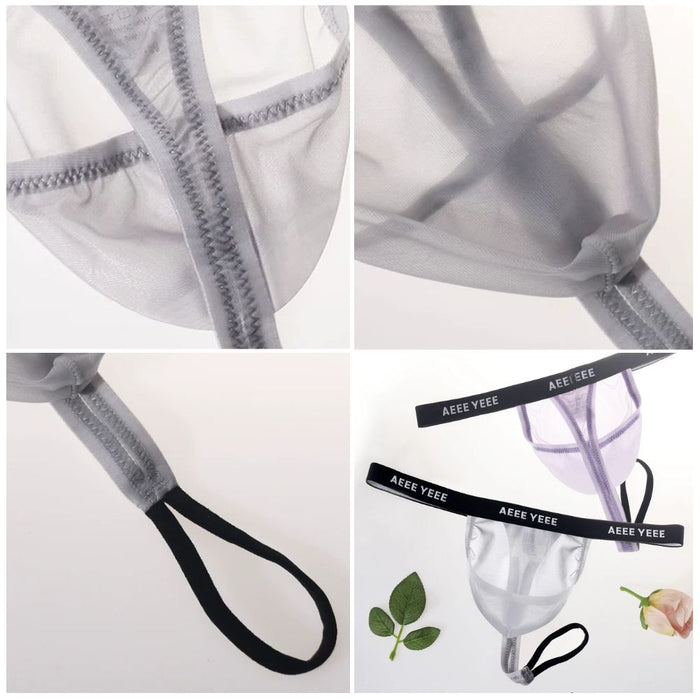 JEWYEE AY 761- 4-pack Men’s Sheer Ice Silk Thong – Ultra-Thin, Breathable, Seamless Fit with Adjustable Support