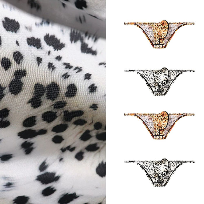 JEWYEE AY 758 - 4-Pack Men’s Animal Print Ice Silk Bikini Briefs – Supportive Contour Pouch Design