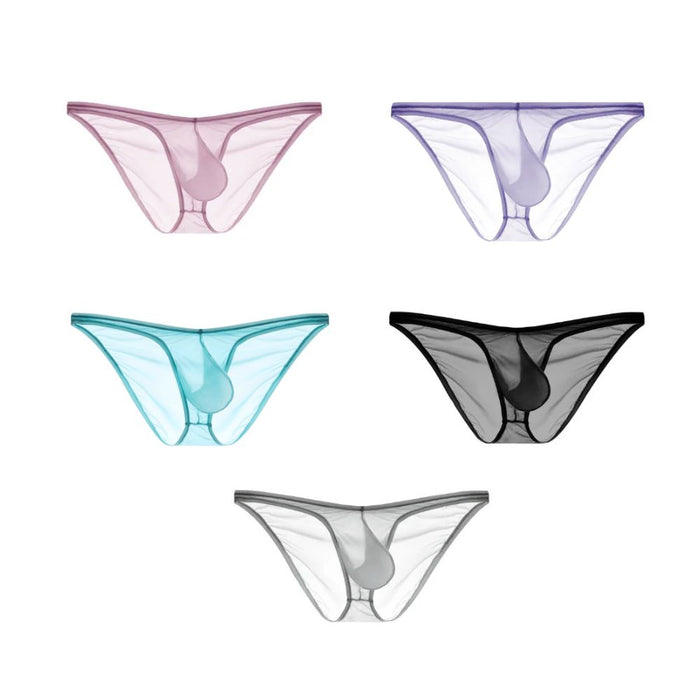 Men's Ultra Thin Ice Silk See-through Briefs Up to Size XXL (5Pack) JEWYEE 827B