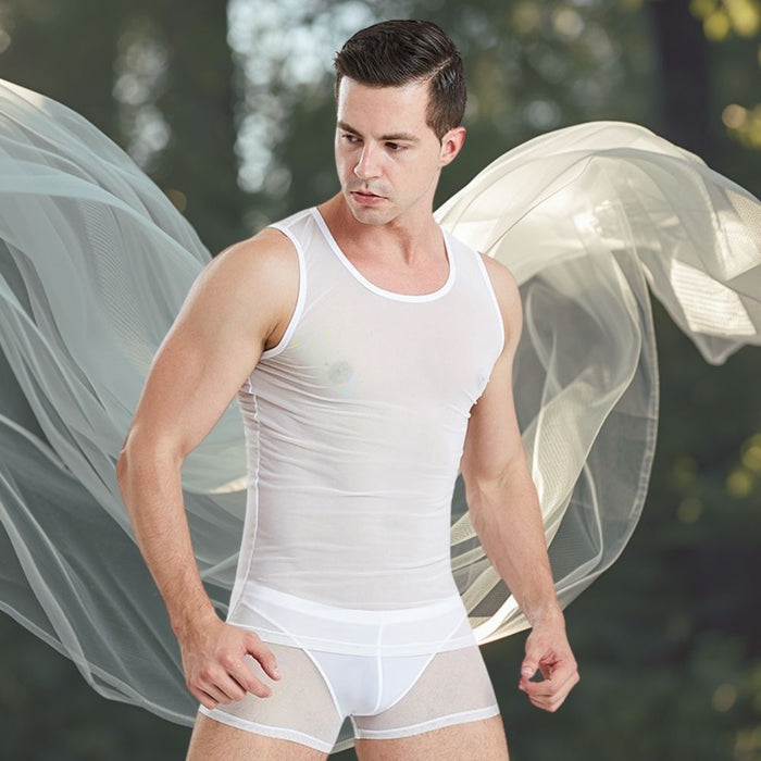 JEWYEE 1301- Men’s Ultra-Thin Ice Silk Mesh Tank Top – Lightweight, Breathable & Cooling