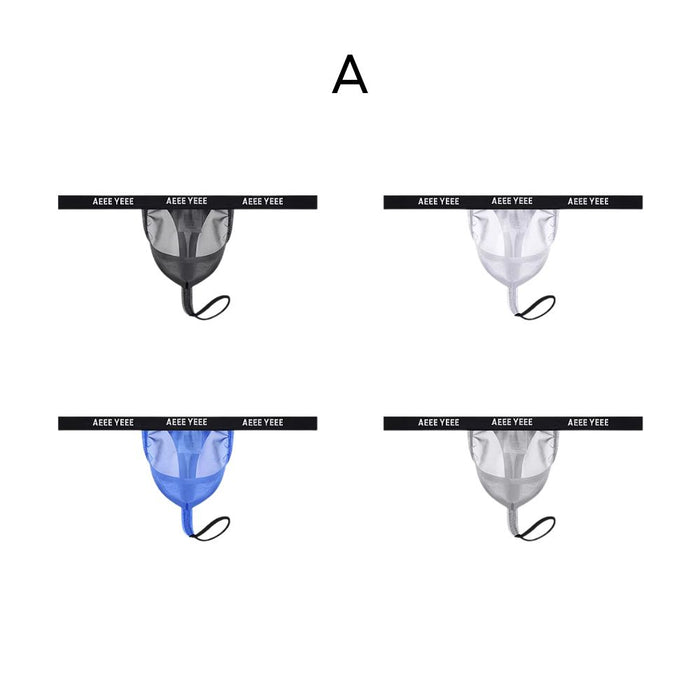 JEWYEE AY 761- 4-pack Men’s Sheer Ice Silk Thong – Ultra-Thin, Breathable, Seamless Fit with Adjustable Support