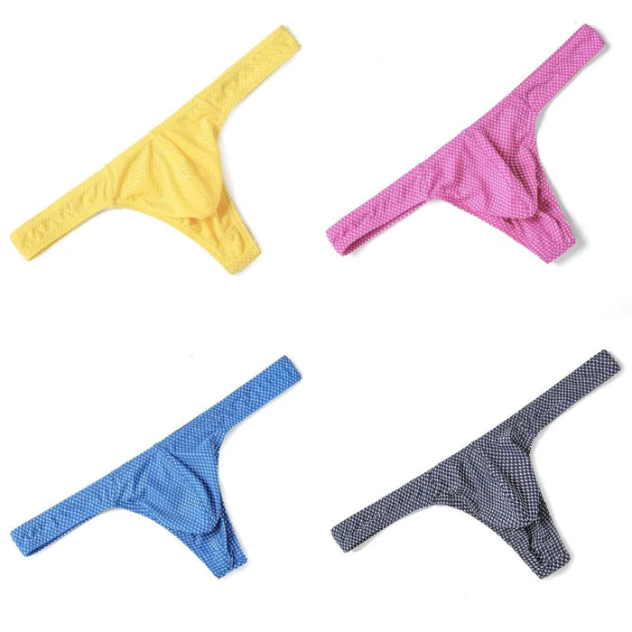 FINAL SALE - Men's 3D Pouch Honey Comb Pattern Thongs (4-Pack) JEWYEE B703