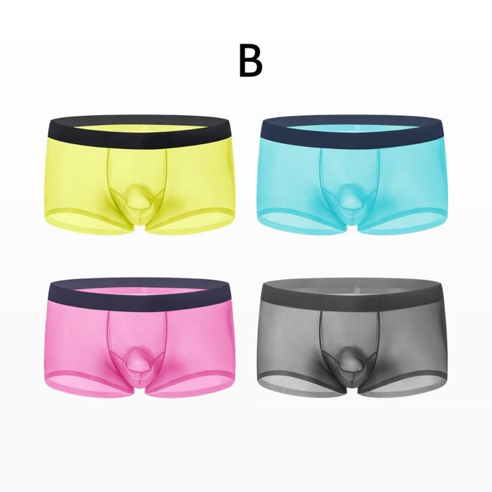 JEWYEE 1008 - Men’s 4-Pack Ice Silk Trunks – Ultra-Thin, Cooling, Breathable with Extended Contour Pouch