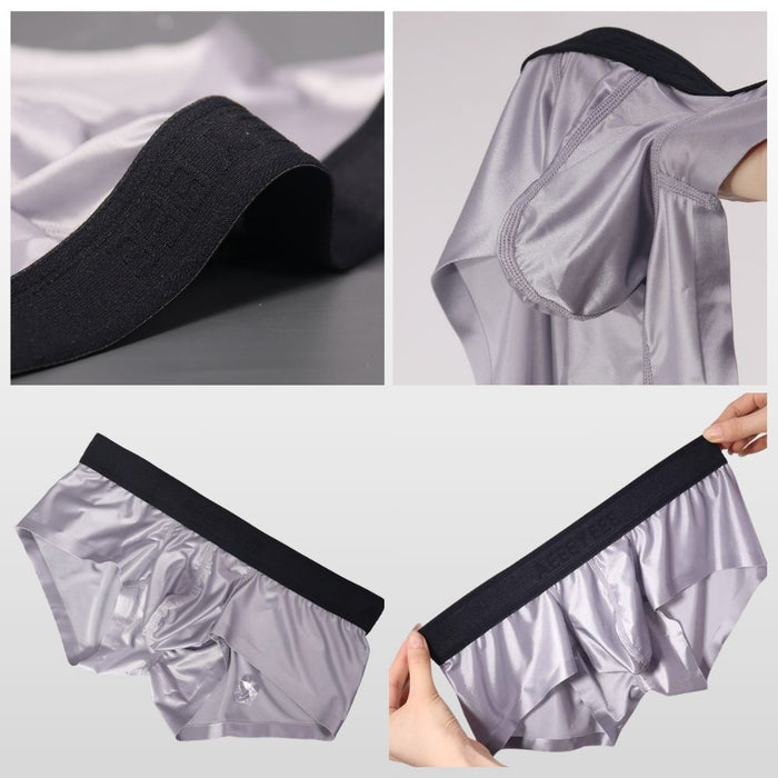 3-Pack Men's Satin-Finish Ice Silk Low-Rise Underwear - JEWYEE AY 876