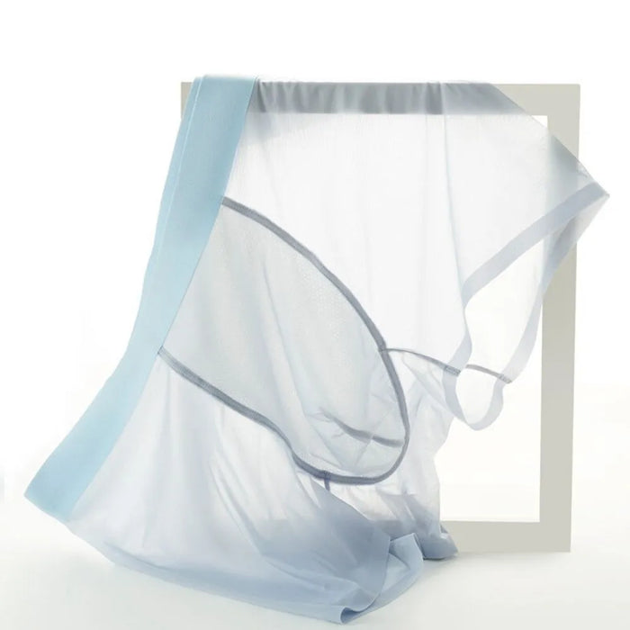 JEWYEE Men's See through Ultra Thin Ice Silk Underpants. Breathable boxer briefs. feel fantastic next to skin and have plenty of stretch for greater comfort during workout. Silky fabric reduces chafing between  thighsWicks away moisture and dries quickly. Spacious pouch provides enough support.