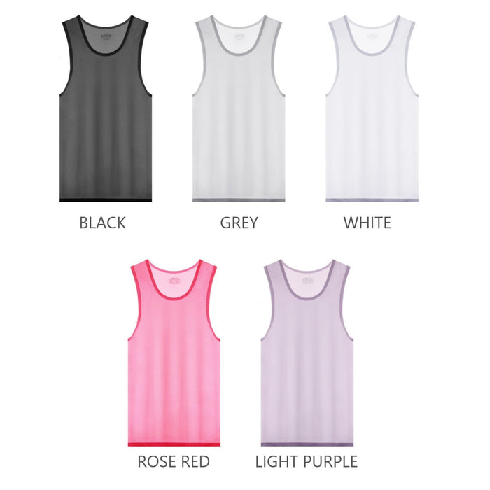 Men's See-through Ultra Thin Ice Silk Seamless Tank Top or Underpants  - JEWYEE AY 844/829