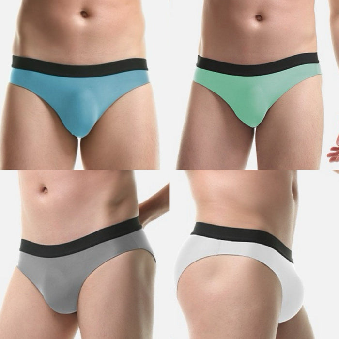 FINAL SALE - (4-Pack) No chafe  Pouch - Men's Ultra Thin Ice silk Briefs - JEWYEE 406
