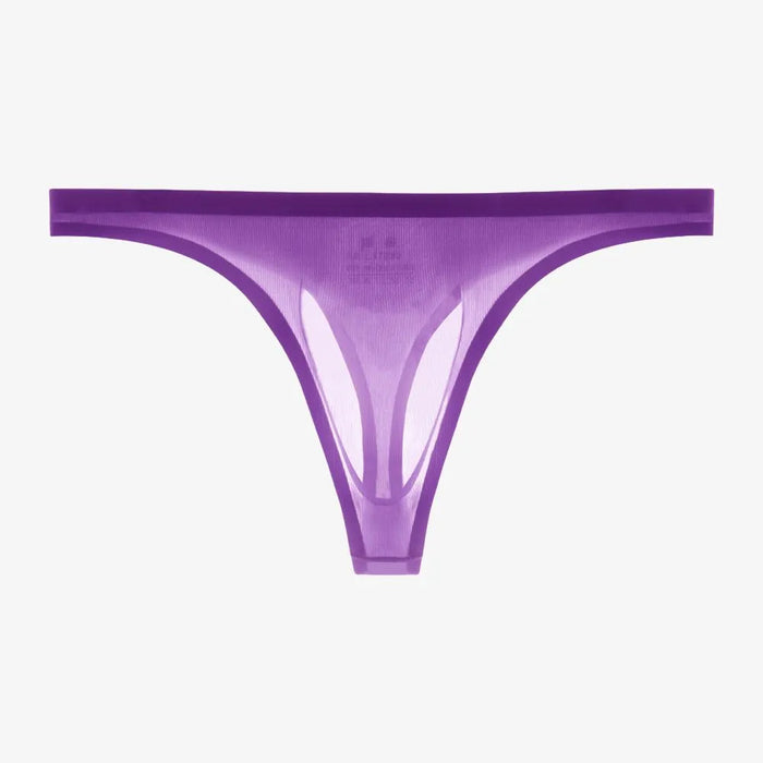 (5-pack) No-chafe  Pouch - Men's Ultra Thin Ribbed Ice Silk Thongs  - JEWYEE 806