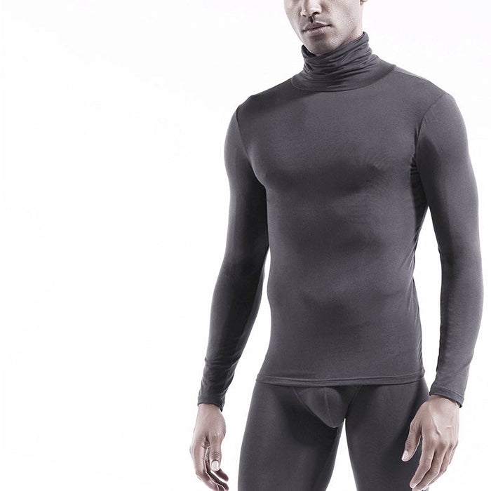 Turtleneck Long-Sleeve Base Layer T-shirt for Men JEWYEE 025