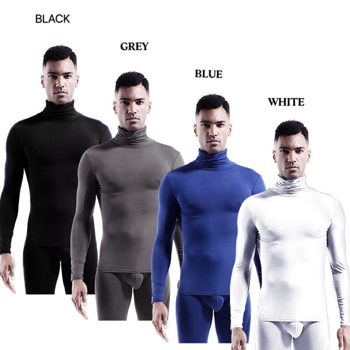 Turtleneck Long-Sleeve Base Layer T-shirt for Men JEWYEE 025