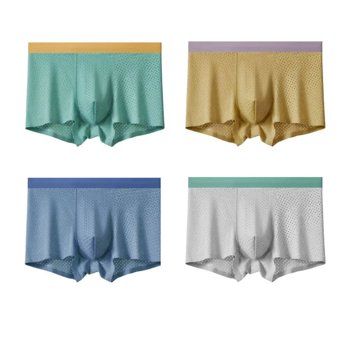 FINAL SALE - (4-Pack) Men's Ice Silk Mesh Trunks - JEWYEE 2203