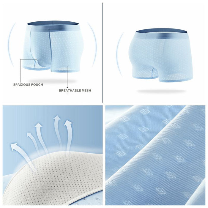FINAL SALE - (4-Pack) Men's Ice Silk Mesh Trunks JEWYEE 6631