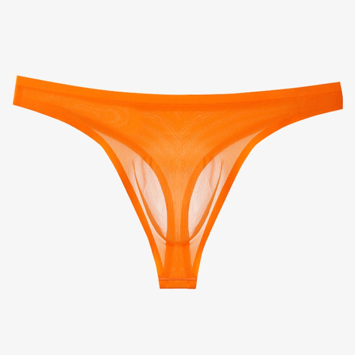 (5-pack) No-chafe  Pouch - Men's Ultra Thin Ribbed Ice Silk Thongs  - JEWYEE 806