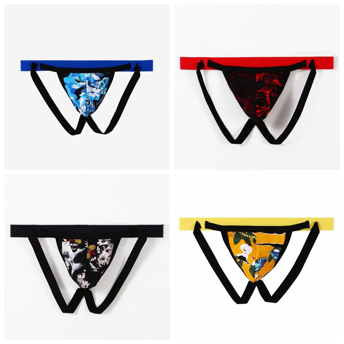 FINAL SALE -(4-Pack)Men's Printed Cotton Jockstraps  - JEWYEE 4036
