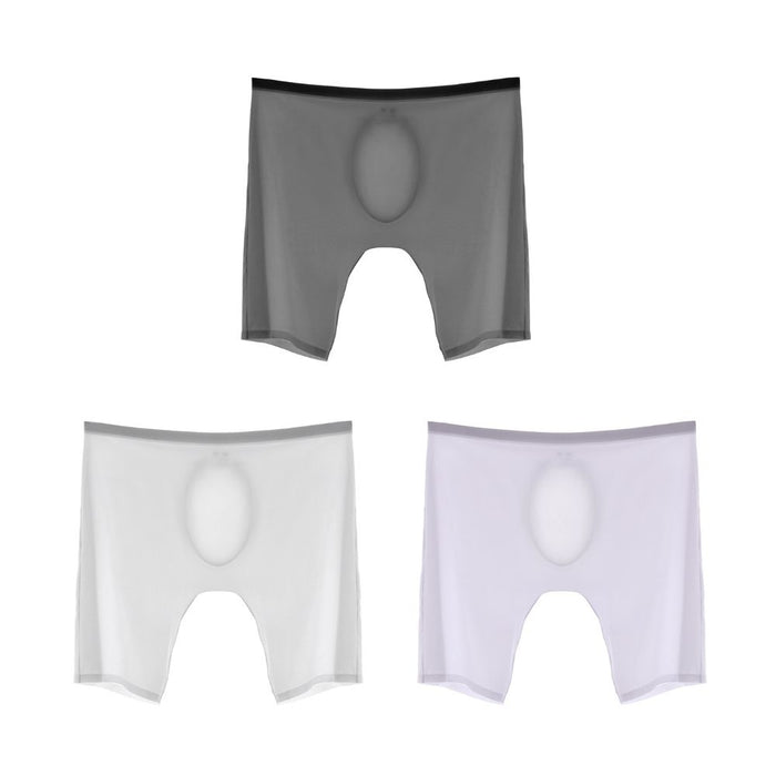 (3-Pack)3D Seamless Pouch-Men's Ultra Thin Ice Silk Extra Long Boxer Briefs Up To Size XXL - JEWYEE YS56-5