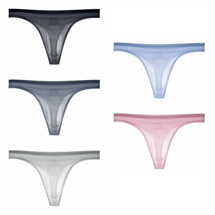 (5-Pack) No-Chafe Pouch - Men's Ice Silk Mesh Thongs - JEWYEE AY 2022