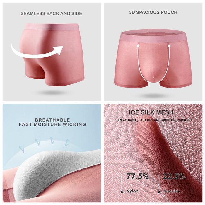 FINAL SALE -  (5 Pack)Men's Ultra Thin Ice Silk Mesh Underpants JEWYEE 1226