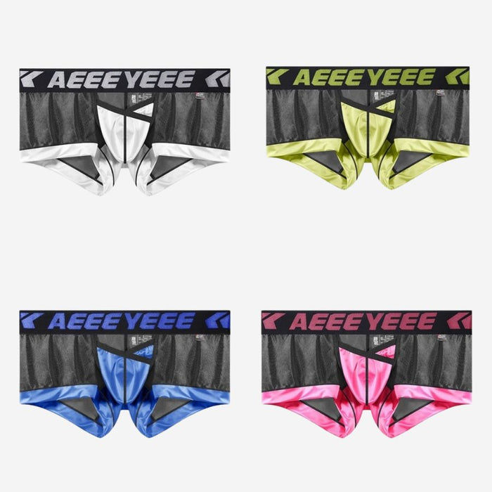 JEWYEE AY 721 - 4-pack Men’s Low-Rise Ice Silk Trunks with Satin Pouch