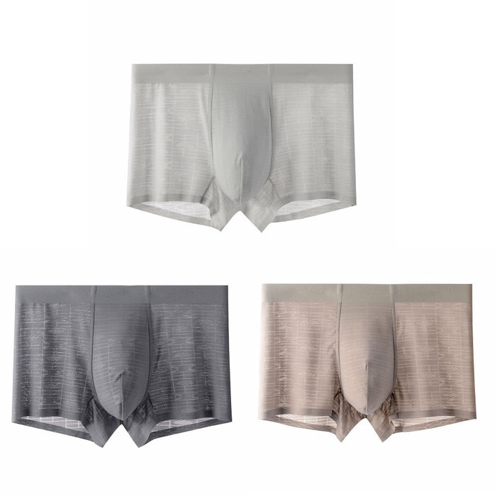 FINAL SALE -(3-Pack)  Men's Patterned Ultra Thin Ice Silk Trunks JEWYEE 4002