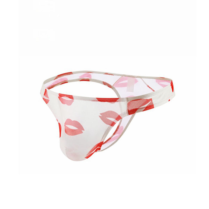 FINAL SALE -  (6-Pack ) Sexy Lips Printed See-Through Thongs for Men JEWYEE 21XK-25