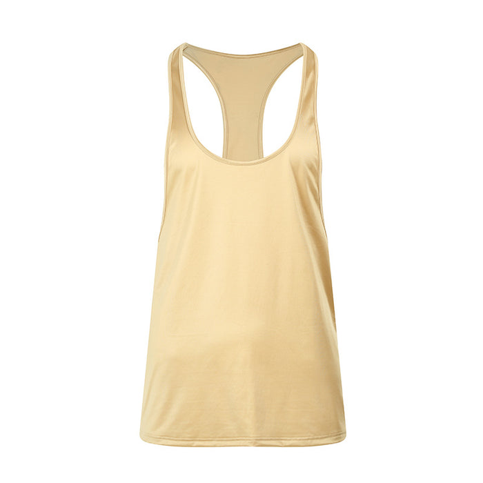 JEWYEE 3601- Men’s Ice Silk Satin Stringer Tank Top – Solid Color,  Lightweight Fit