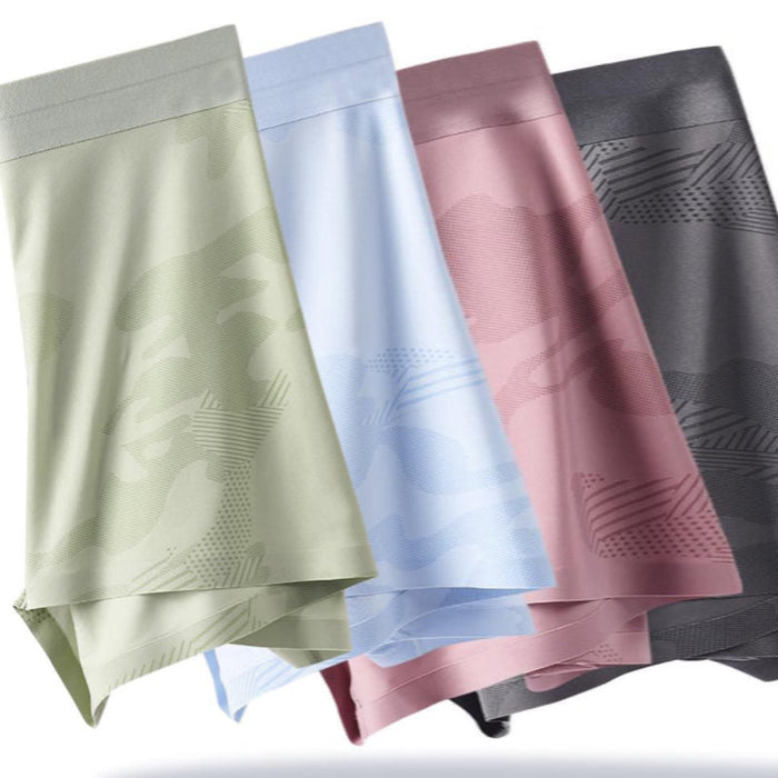 FINAL SALE - (4-Pack) Men's Printed Ice Silk Underpants - JEWYEE ZJ028