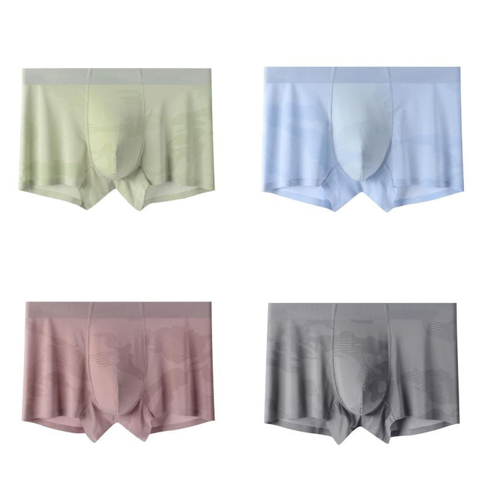 FINAL SALE - (4-Pack) Men's Printed Ice Silk Underpants - JEWYEE ZJ028