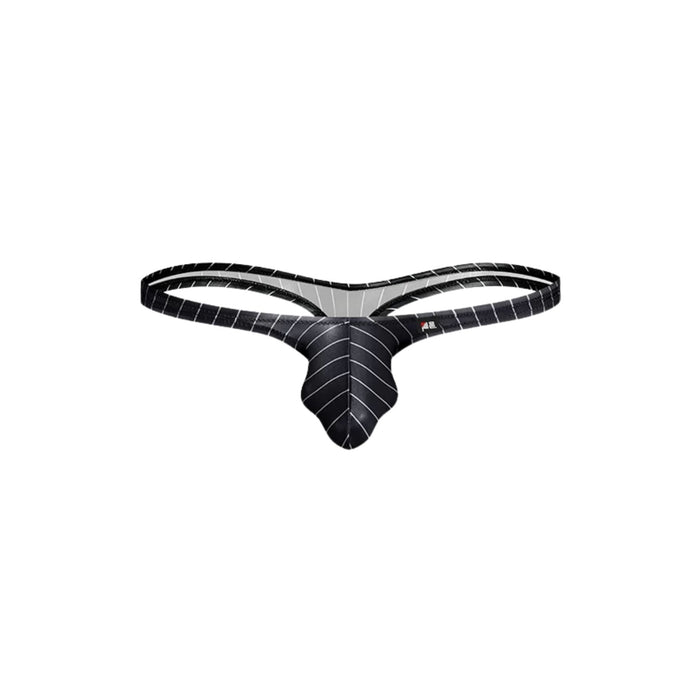 JEWYEE AY 724 - 4-Pack Men’s Satin Ice Silk Striped Thongs - Cooling, Breathable with Extended Contour Pouch