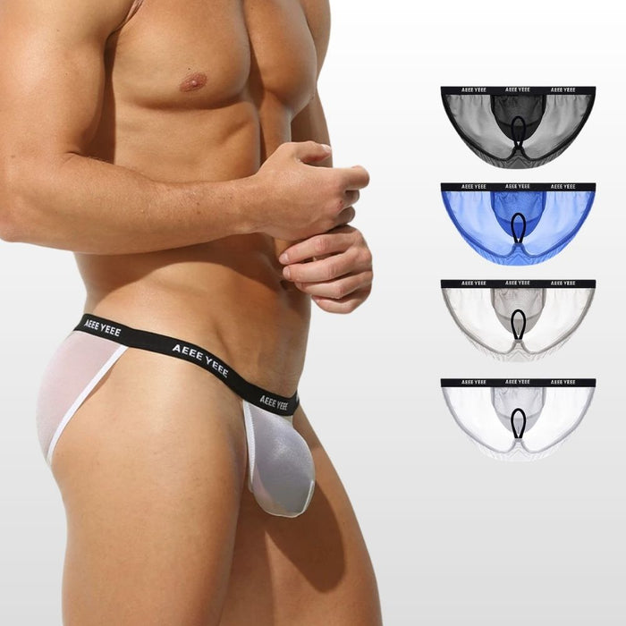 JEWYEE AY 760- 4-pack Men’s Sheer Ultra-Thin Ice Silk Briefs – Fit with Adjustable Support