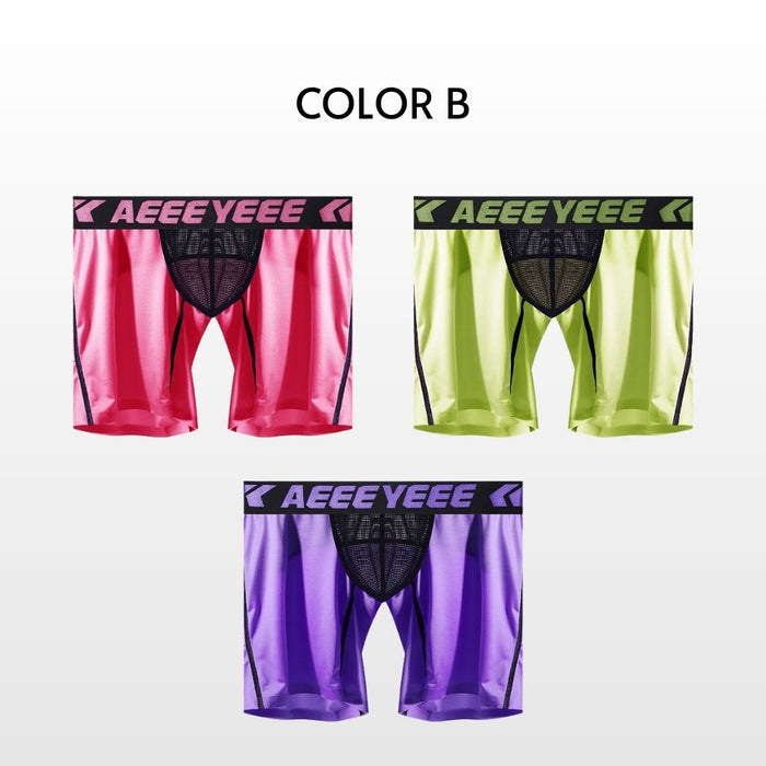 JEWYEE AY 704 - 3-Pack Men's Ultra-Thin Satin Ice Silk Performance Long Boxer Briefs